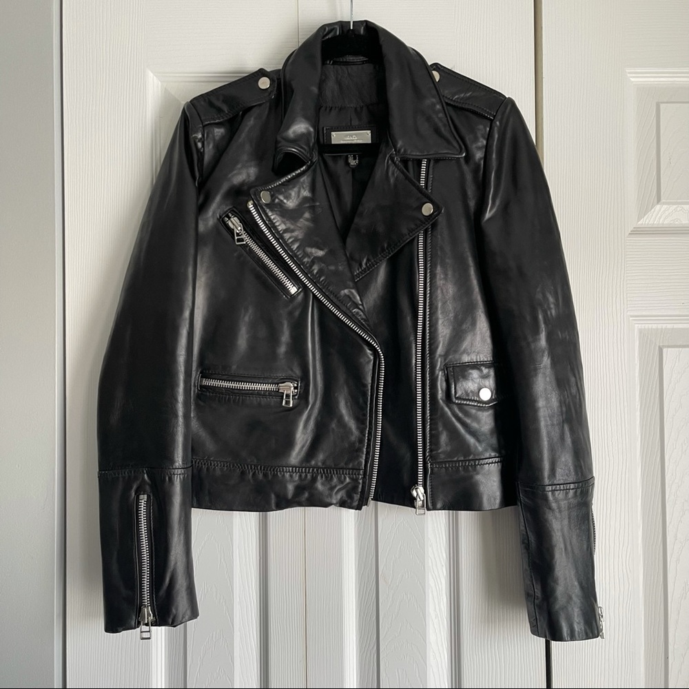MNG Genuine leather black Moto jacket M